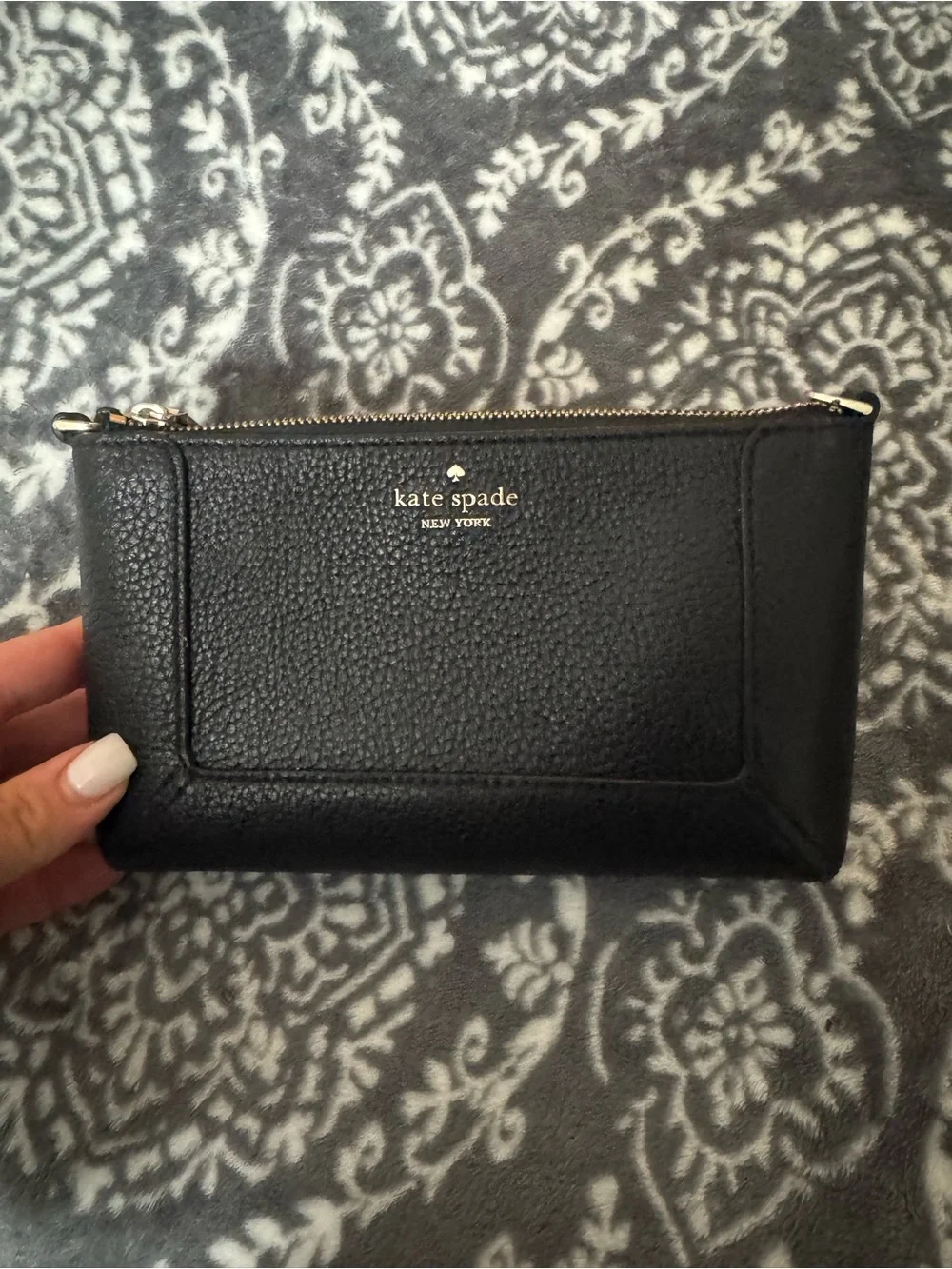 kate spade Black Leather Crossbody Bag with Gold Logo